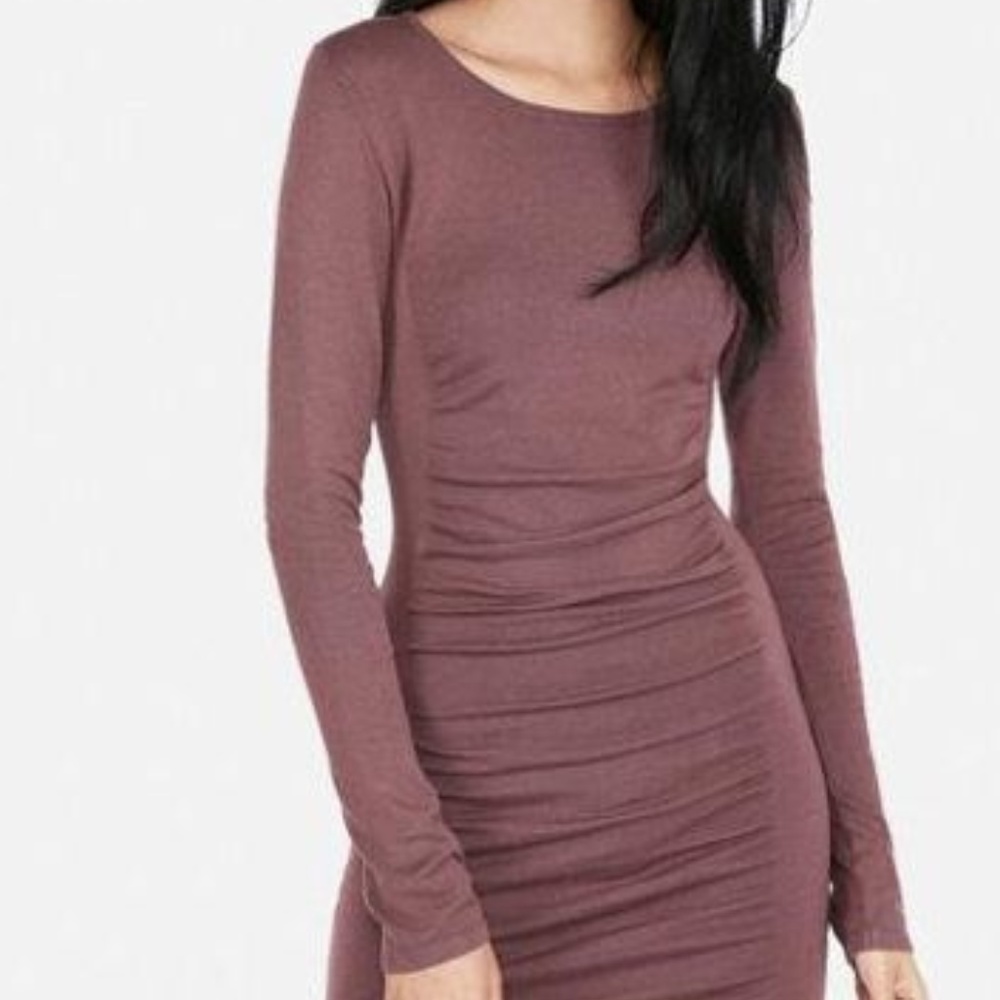 Express Ruched Long Sleeve Sweater Dress